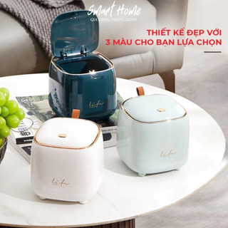 Thùng Rác Mini Để Bàn Có Nắp  - Chất Liệu Nhựa Abs Cao Cấp, Đẹp Sang Trọng Để Phòng Khách, Văn Phòng, Bàn Học