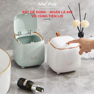 Thùng Rác Mini Để Bàn Có Nắp  - Chất Liệu Nhựa Abs Cao Cấp, Đẹp Sang Trọng Để Phòng Khách, Văn Phòng, Bàn Học