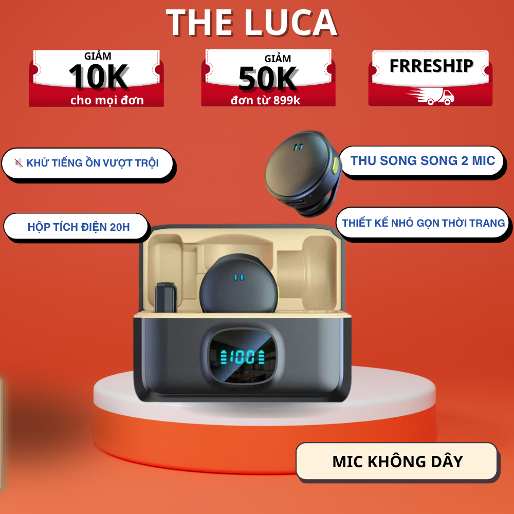 Micro Không Dây Mini ,Mic Kèm Hộp Sạc – Pin 40 Giờ, Thu Âm Rõ Nét, Dùng Cho Điện Thoại,Máy Tính Livestream, Phỏng Vấn