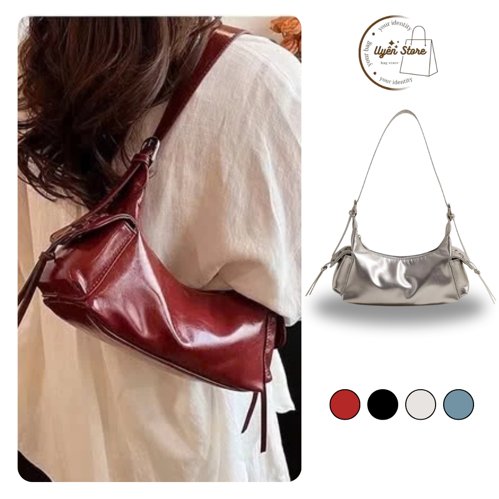 Túi xách nữ túi kẹp nách da Pu phối nơ dáng trống thời thượng - DK138