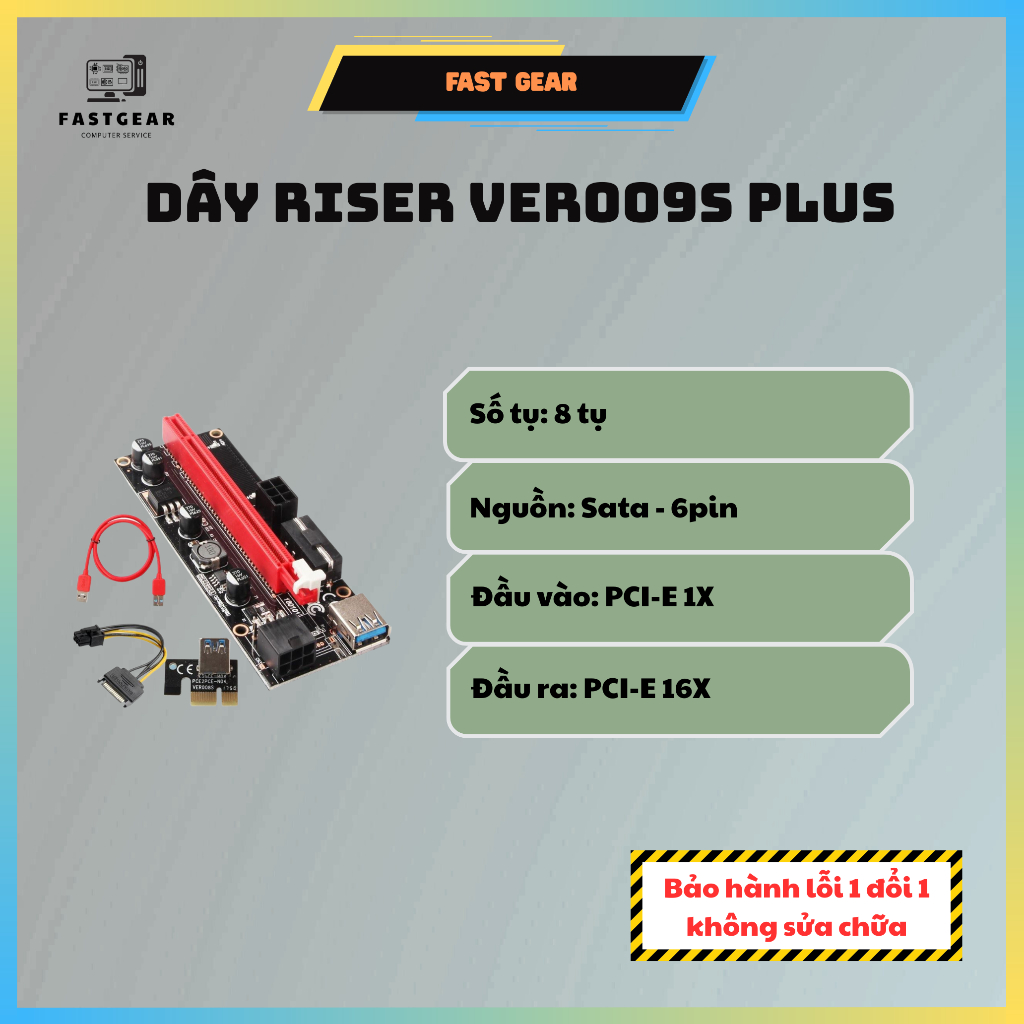 Dây Riser VER009s plus 8 tụ điện Chất Lượng Cao phiên bản gold Pci-E 1x ...