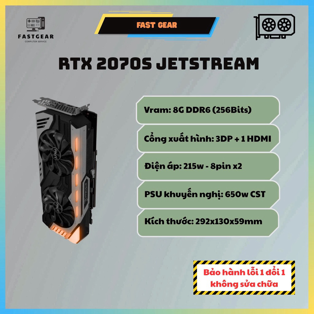 VGA - Card màn hình máy tính Palit RTX 2070 Super Jetstream 8 GB GDDR6 ...