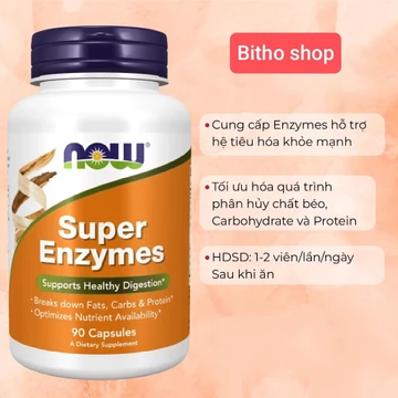 Viên uống hỗ trợ tiêu hoá , men tiêu hoá Now Super Enzymes