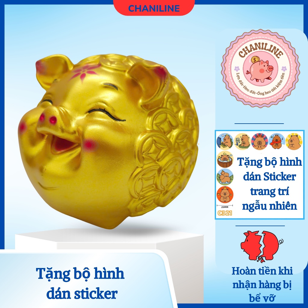 Heo Đất Lợn Đất Heo mắt híp đồng xu lỗ ngang đáng yêu cute Ống heo tiết kiệm tiền,trang trí,quà tặng