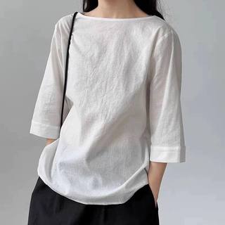 𝗡𝘂𝗻𝘂 - |LY LINEN|- Áo Linen cổ thuyền tay dài basic