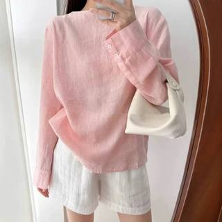 𝗡𝘂𝗻𝘂 - |LY LINEN|- Áo Linen cổ thuyền tay dài basic