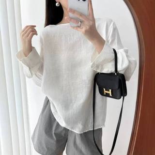 𝗡𝘂𝗻𝘂 - |LY LINEN|- Áo Linen cổ thuyền tay dài basic