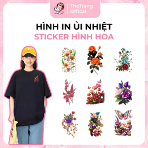 Hình ủi áo tại nhà bằng bàn là siêu dính chắc họa tiết hoa đủ 9 size - Sticker ủi áo ép nhiệt
