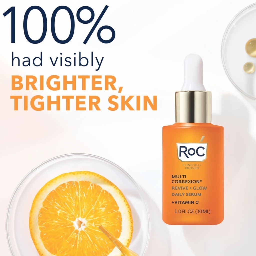 Tinh Chất ROC Vitamin C Revive + Glow Serum 30ml & Kem Dưỡng Gel Cream 48g – Làm Sáng Da, Mờ Thâm, Chống Oxy