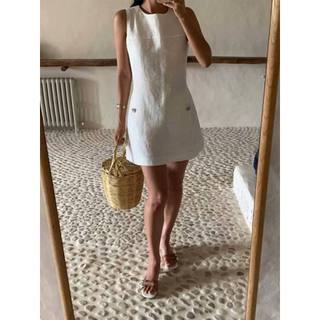𝗕𝗼𝗻𝗻𝗶 𝗗𝗿𝗲𝘀𝘀 - | LY LINEN | - Đầm Linen cộc tay dáng A basic