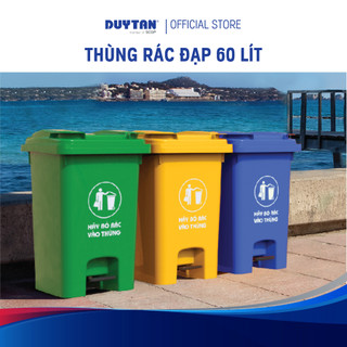 Thùng Rác Đạp nhựa PP, HDPE DUY TÂN, nắp đậy kín, bàn đạp thông minh, dung tích lớn 60L