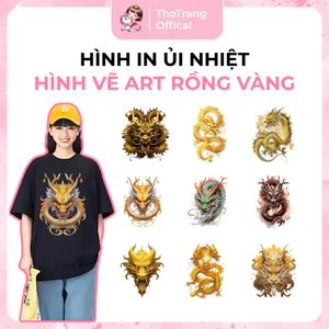 Hình ủi nhiệt PANT ART RỒNG VÀNG may mắn ủi áo tại nhà bằng bàn ủi bàn là, Sticker 3d