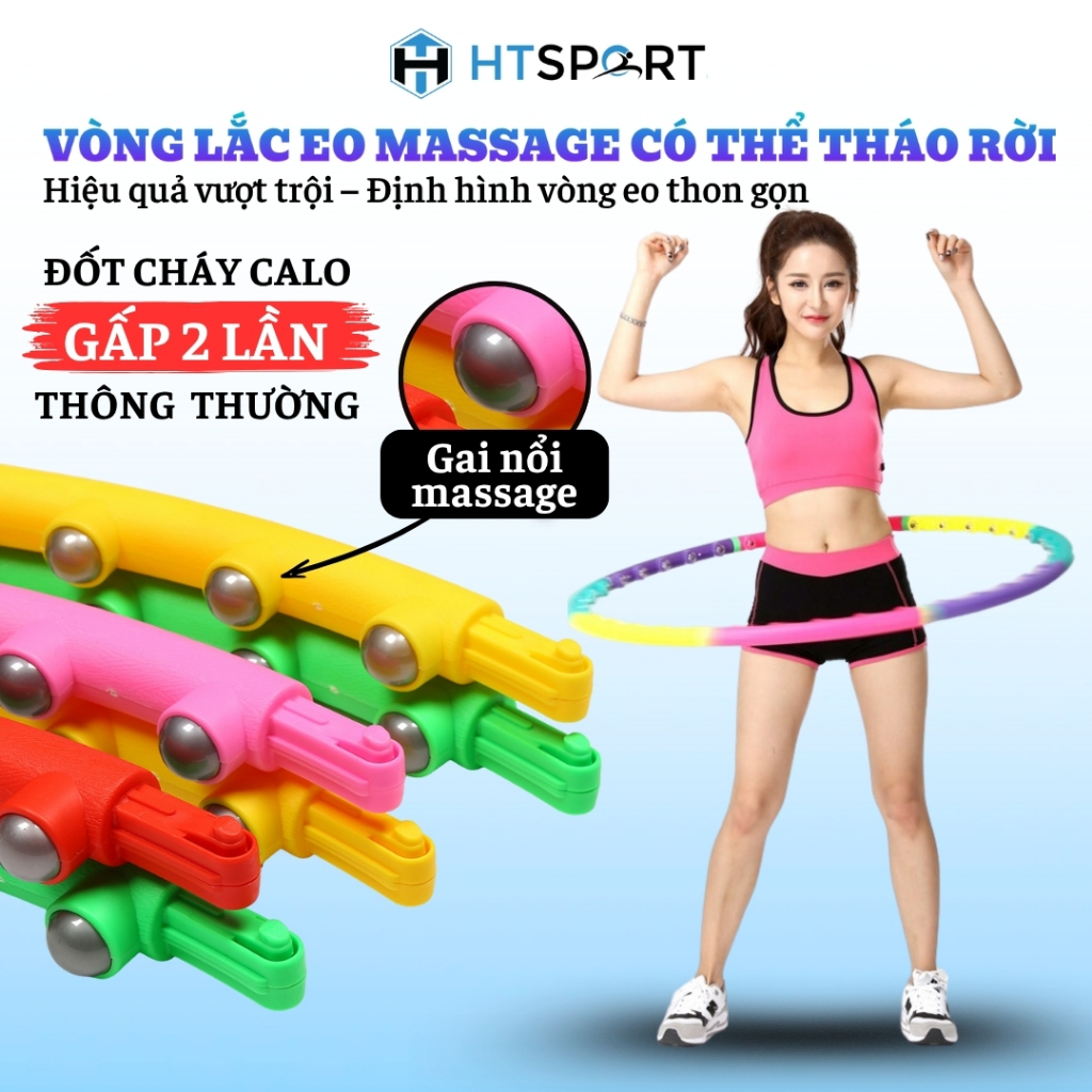 Vòng Lắc Eo, Vòng Lắc Hula Hoop Giảm Mỡ Bụng Hông Eo Thon Massage Size Lớn Cao Cấp Có Thể Tháo Lắp