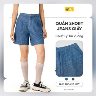 Quần short jeans YODY chất denim giấy mỏng nhẹ thoáng mát, dáng baggy tôn dáng WCJS25S002