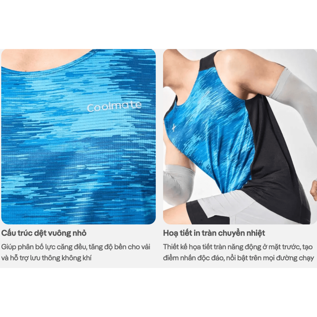 [TẶNG COMBO 2 TẤT]Set đồ chạy bộ thể thao Áo Singlet Advanced Vent Tech và Quần Maxcool thoáng khí Coolmate