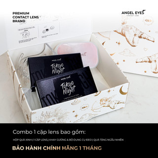 Lens đen giãn tròng to có độ 0-8 Tokyo Night nhãn hiệu Angel Eyes, kính áp tròng đen tự nhiên