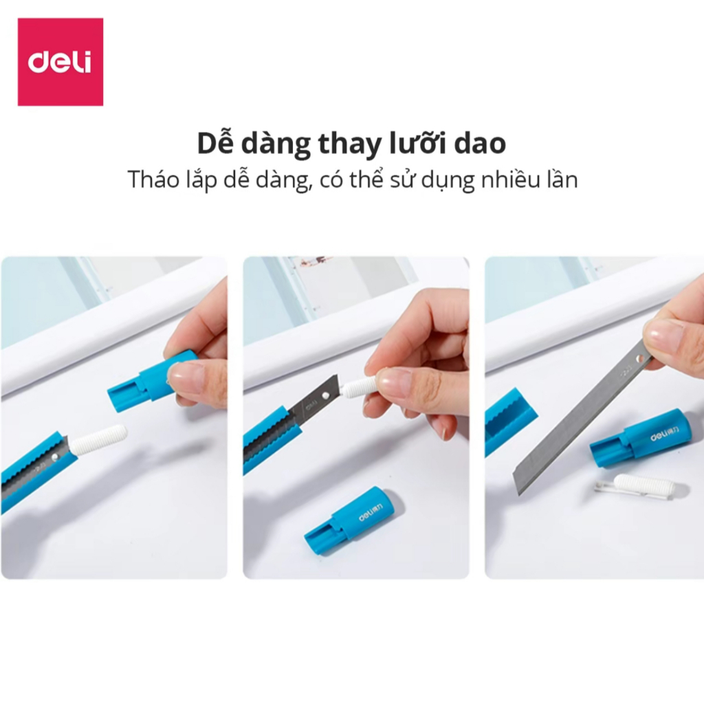 Dao Cắt Giấy Deli 2025 Mini – Thiết Kế Nhỏ Gọn, Sắc Bén – An Toàn Cho Học Sinh, Văn Phòng