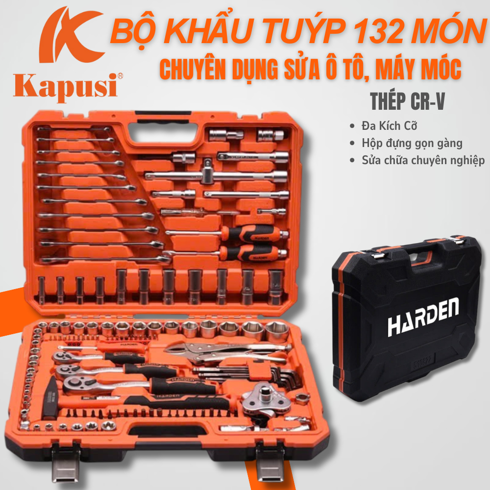 Bộ Dụng Cụ Khẩu Tuýp 132 Món – Chuyên Dụng Sửa Ô Tô – Máy Móc – Đa Kích Cỡ