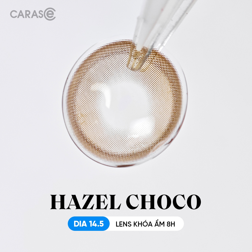 [1 chiếc] Kính áp tròng khoá ẩm 8H 3 Tháng Màu Nâu Phối Vân Tro Vàng Ánh Xám CARASE, Lens cận HAZEL CHOCO