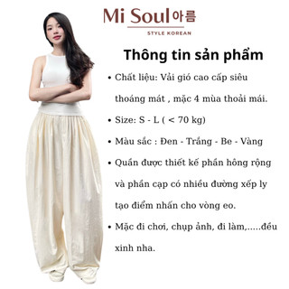 Quần Gió Xếp Ly MiSoul Dáng rộng Cạp Chun Bigsize, Quần Dài Vải Dù Có Túi Bên Sườn Cá Tính 447