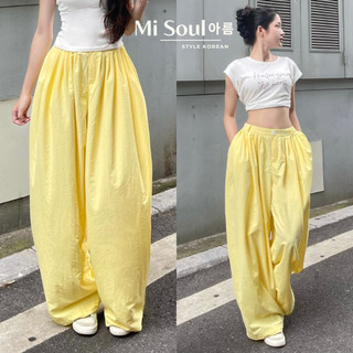 Quần Gió Xếp Ly MiSoul Dáng rộng Cạp Chun Bigsize, Quần Dài Vải Dù Có Túi Bên Sườn Cá Tính 447