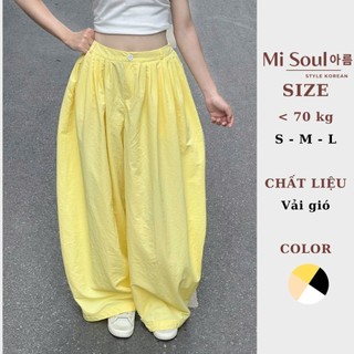 Quần Gió Xếp Ly MiSoul Dáng rộng Cạp Chun Bigsize, Quần Dài Vải Dù Có Túi Bên Sườn Cá Tính 447