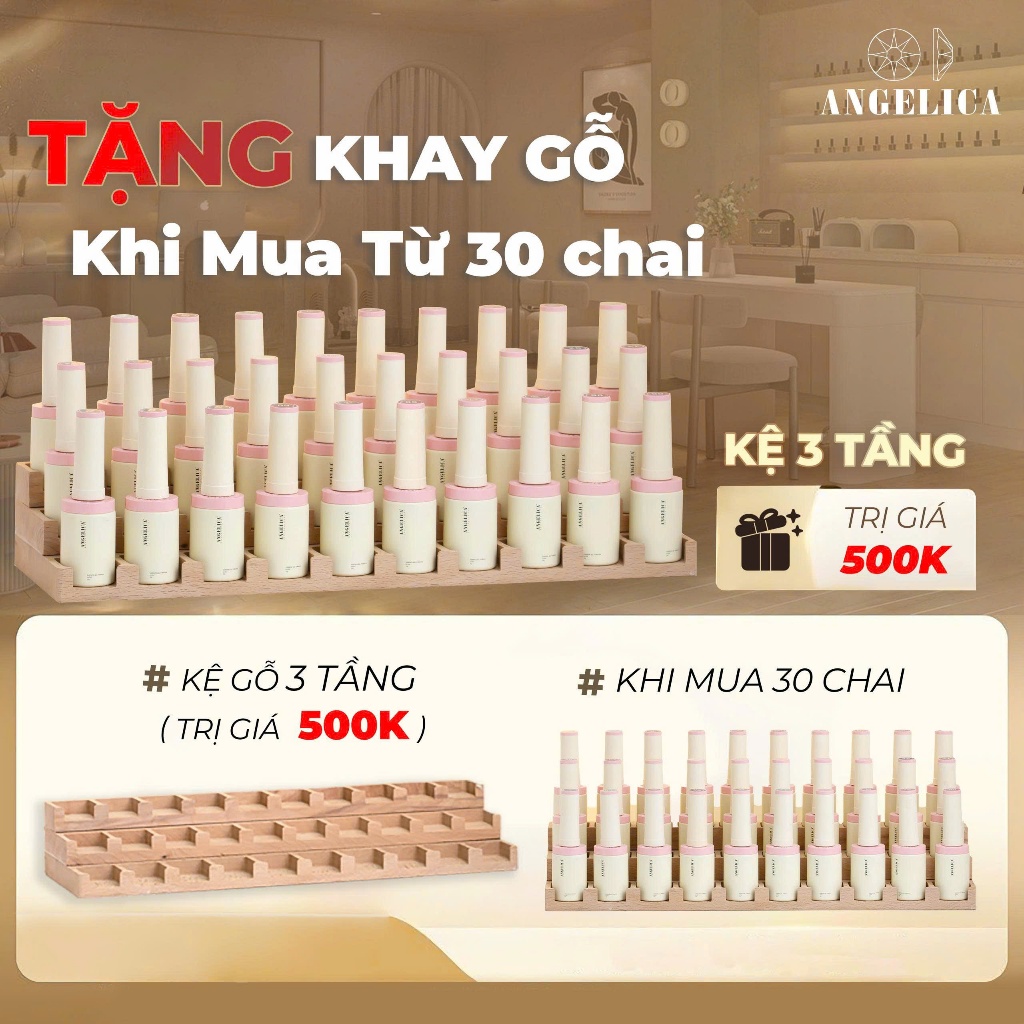 Gel Biab Nhũ Hồng Đục Tự Nhiên ANGELICA Chính Hãng Chai 20g - Gel Biad Cao Cấp Nail ANG-QBPG