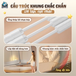[NEW] Mùng Chống Ngã, Chống Muỗi Bảo Vệ Em Bé, Mùng Khung Vuông Có Cửa Ra Vào, Chắn Giường Không Khoan Tường