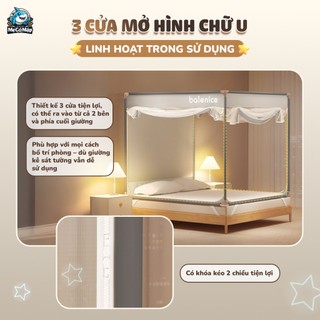[NEW] Mùng Chống Ngã, Chống Muỗi Bảo Vệ Em Bé, Mùng Khung Vuông Có Cửa Ra Vào, Chắn Giường Không Khoan Tường