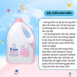 Nước Giặt Dnee Xuất Xứ Thái Lan Hương Thơm Dịu Nhẹ Độ pH Trung Tính Đánh Bay Vết Bẩn An Toàn Cho Bé