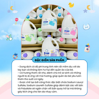 Nước Giặt Dnee Xuất Xứ Thái Lan Hương Thơm Dịu Nhẹ Độ pH Trung Tính Đánh Bay Vết Bẩn An Toàn Cho Bé