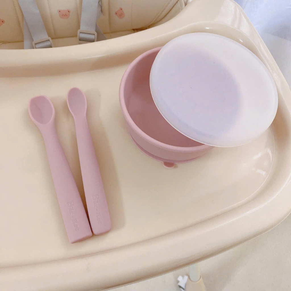 Set 2 thìa silicone Bar rot vừa miệng cho bé ăn, không lo cạnh sắc, dễ dàng sử dụng Bahu_Baby