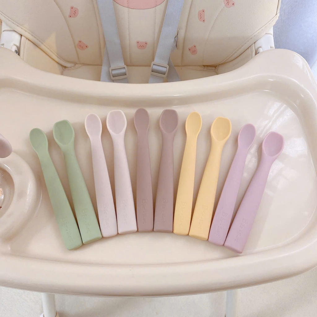 Set 2 thìa silicone Bar rot vừa miệng cho bé ăn, không lo cạnh sắc, dễ dàng sử dụng Bahu_Baby