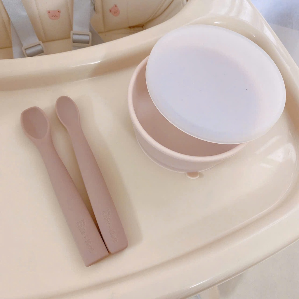 Set 2 thìa silicone Bar rot vừa miệng cho bé ăn, không lo cạnh sắc, dễ dàng sử dụng Bahu_Baby