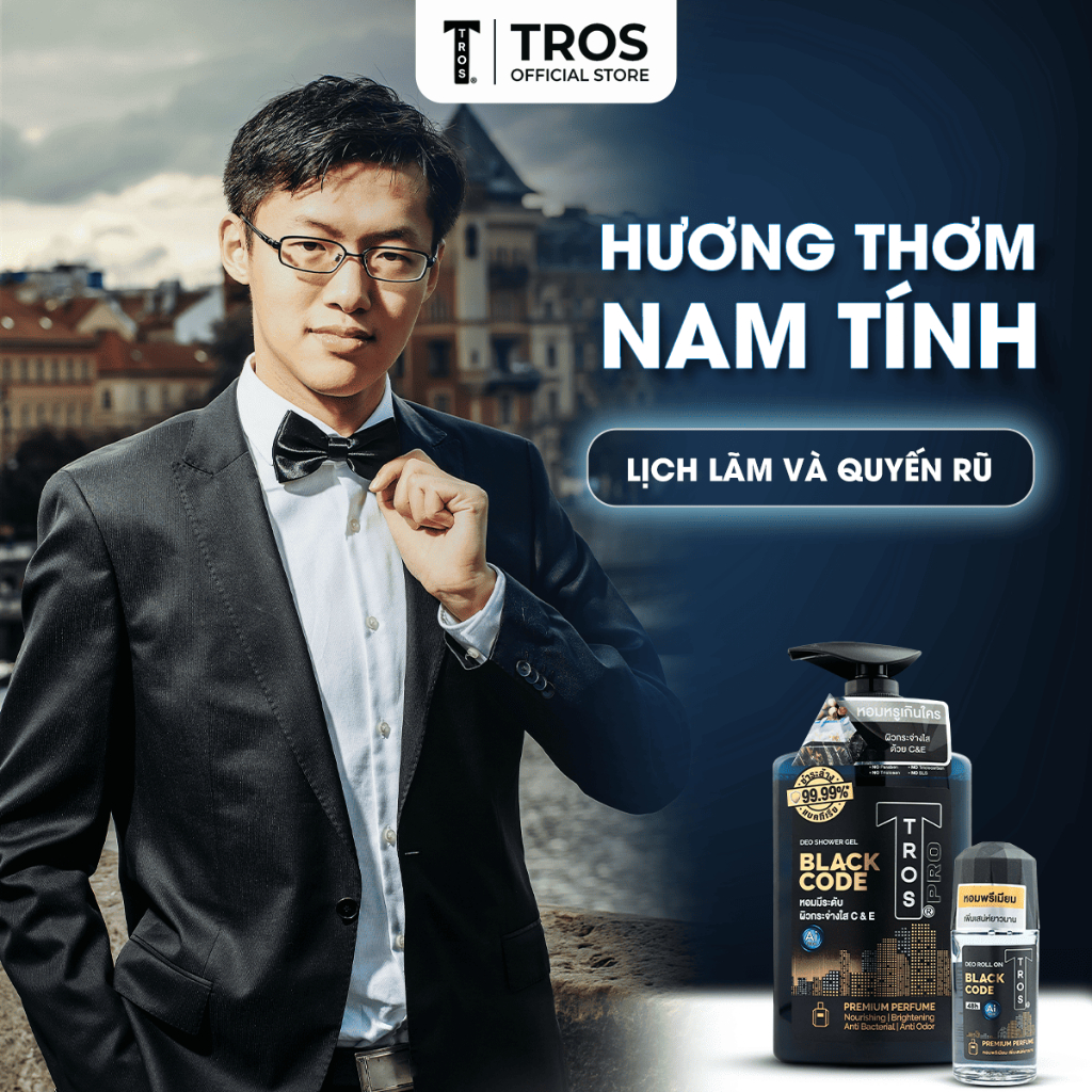 Combo TROS Black Code - Sữa Tắm & Lăn Khử Mùi Sang Trọng Cho Quý Ông Lịch Lãm