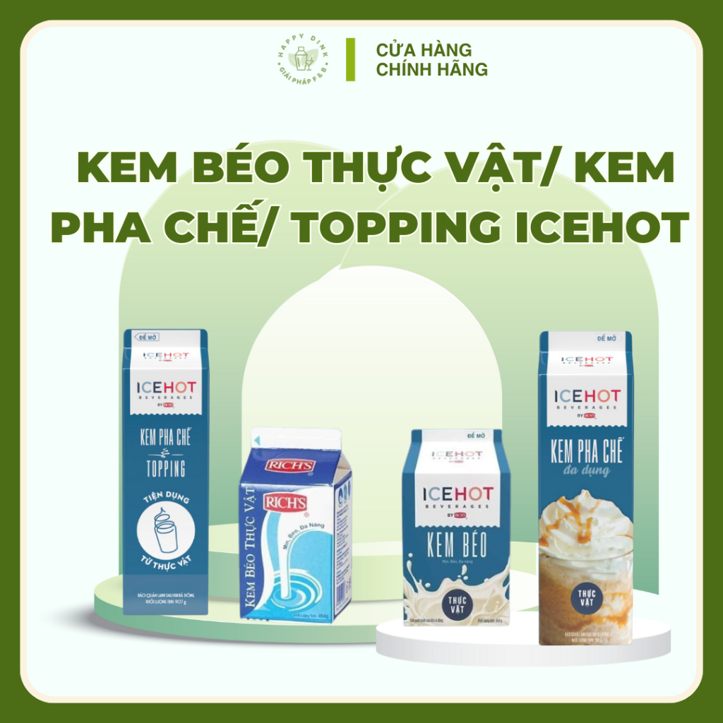 [GIAO HỎA TỐC] Kem Béo Thực Vật. Kem Pha Chế Topping, Kem Topping Base ...