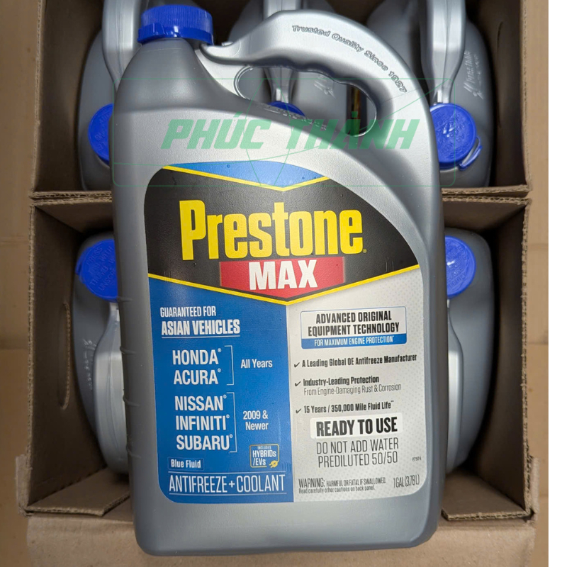 Nước làm mát ô tô màu xanh dương Prestone MAX Asian Vehicles 3,78L nhập khẩu Mỹ - Chính hãng