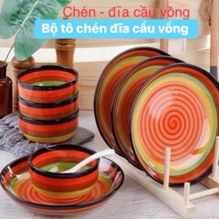 Tô Đĩa Sứ Cầu Vồng Bát Tràng Đủ loại Phong Cách Hàn Quốc - Trường An VN