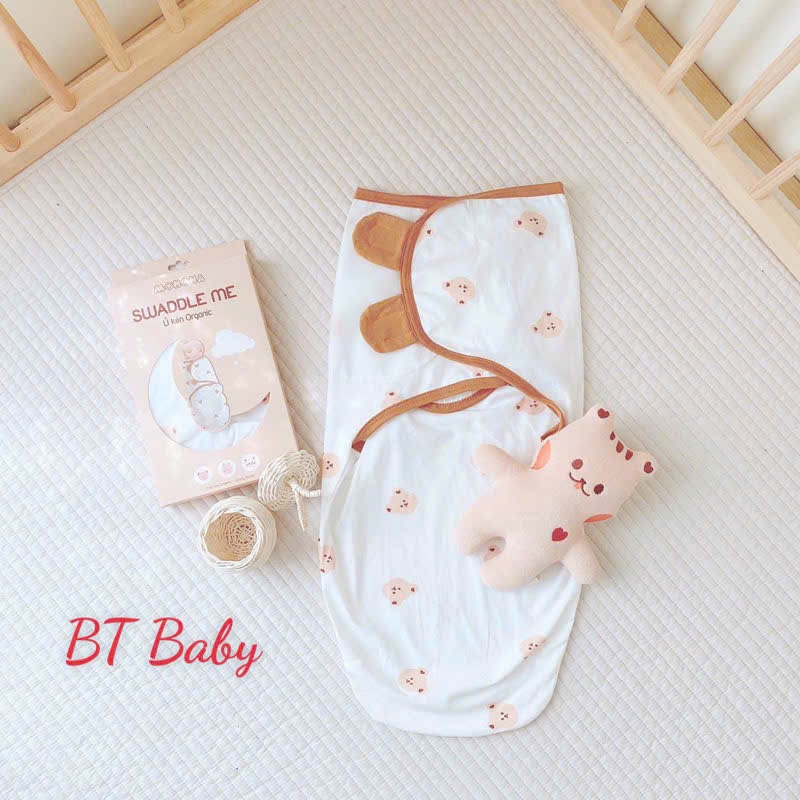 Ủ kén cho bé sơ sinh Organic, túi ngủ giúp bé đỡ giật mình ngủ sâu giấc mềm mại và thoáng mát