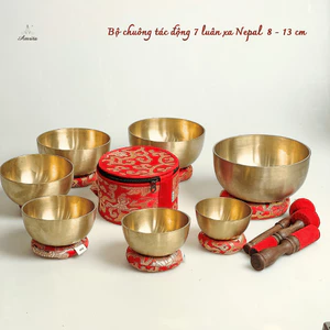 Bộ chuông xoay Fullmoon Nepal 7 note 7 luân xa-Nepal Bolws - Chuông xoay - Amrita - CXNP130