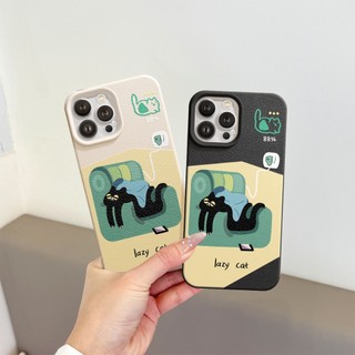 Ốp Lưng iPhone TPU Hoạ Tiết Da Mềm Lazy Cat Chống Sốc, Chống Bẩn Cao Cấp - iP X/XS/11/12/13/14/15/16/17/Plus/Pro/Max/Air