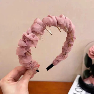 Băng đô răng xếp ly lưới kiểu mới dành cho nữ khi rửa mặt, băng đô ép tóc chống trượt phụ kiện tóc