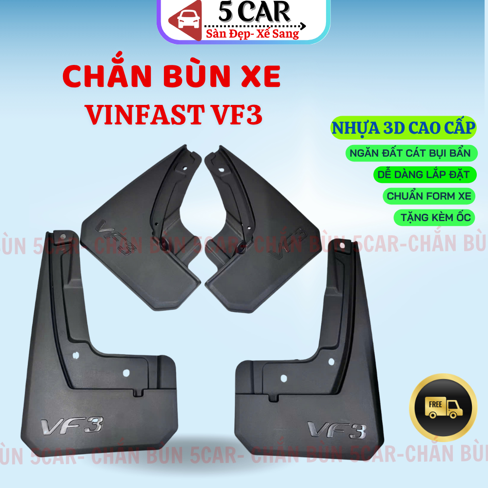 Chắn bùn bánh xe Vinfast VF3 -Giữ sạch bảo vệ bánh xe hạn chế bùn đất bắn lên xe [GIÁ 1 BỘ]