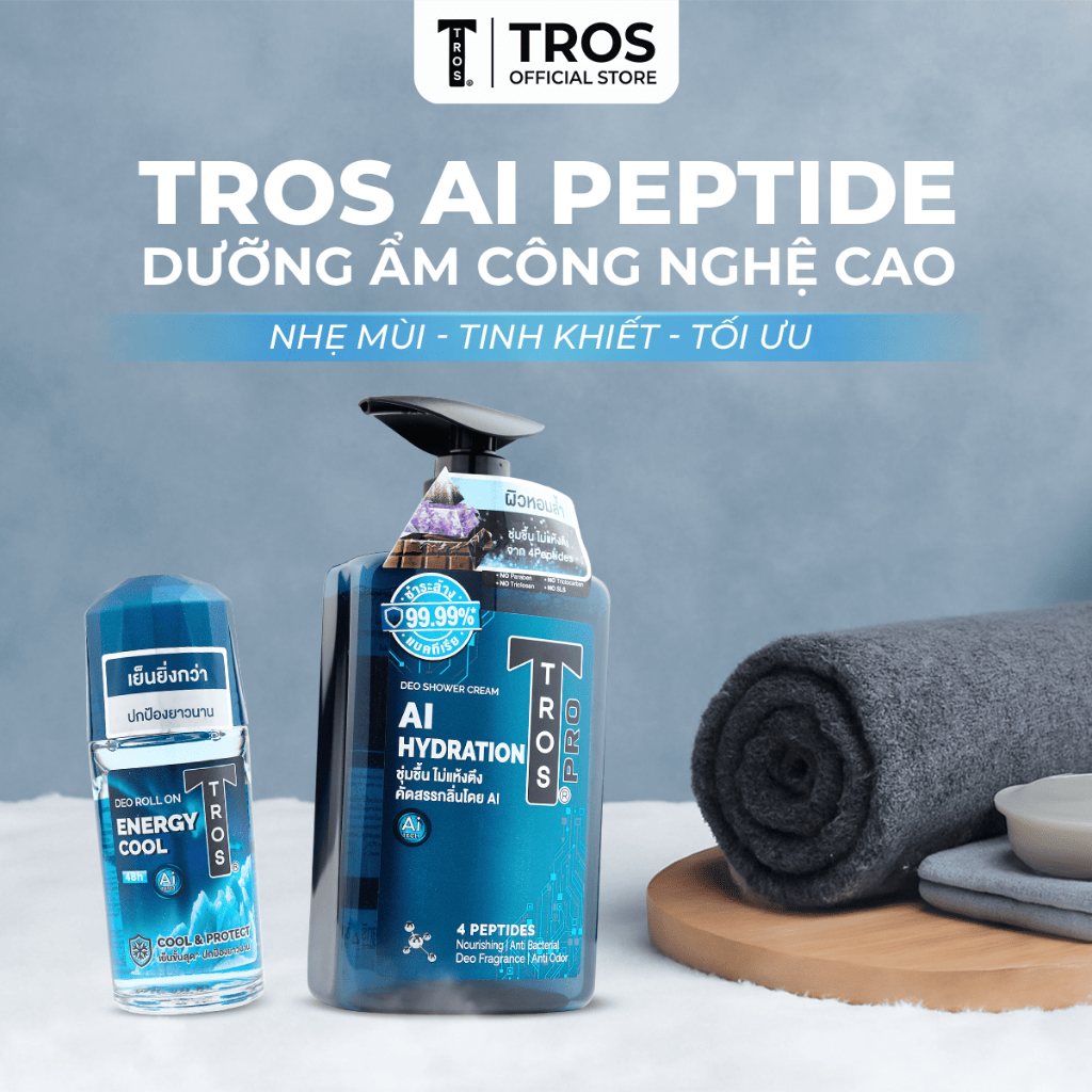 Combo TROS AI Hydration & Energy Cool – Sữa Tắm Dưỡng Ẩm Sâu & Lăn Khử Mùi Mát Lạnh Kéo Dài