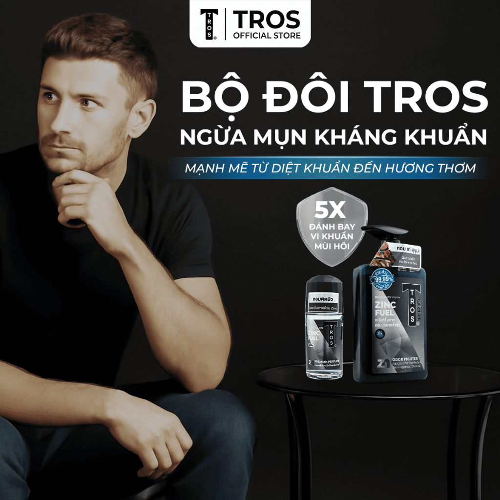 Bộ Đôi TROS Zinc Fuel – Làm Sạch Sâu, Kháng Khuẩn, Ngừa Mụn & Kiểm Soát Mùi Suốt Ngày