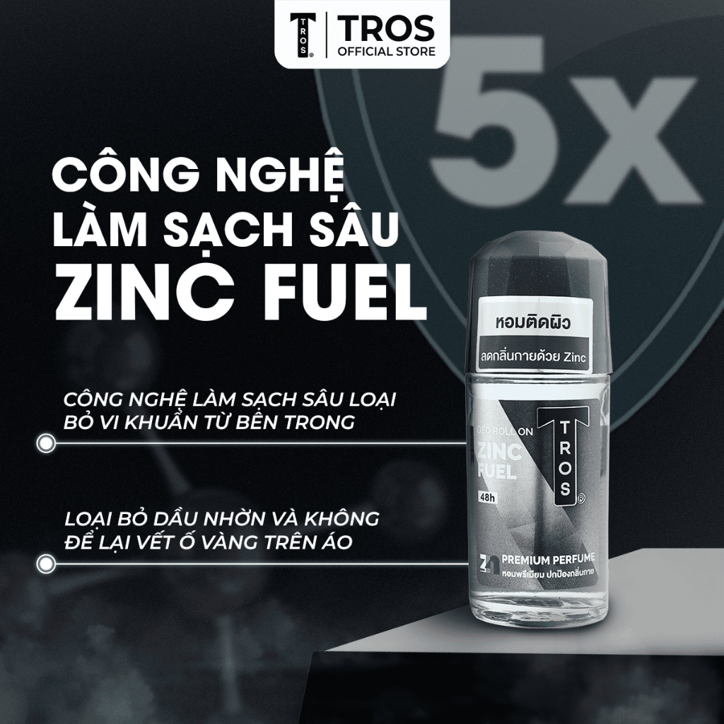 Bộ Đôi TROS Zinc Fuel – Làm Sạch Sâu, Kháng Khuẩn, Ngừa Mụn & Kiểm Soát Mùi Suốt Ngày