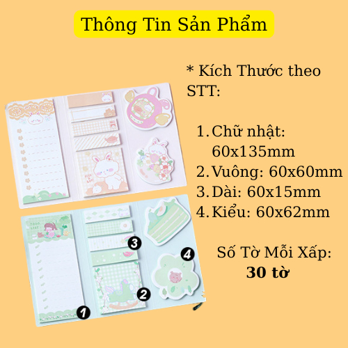 Bộ Giấy Note Dán, Bộ Giấy Note Dễ Thương Hoạt Hình Màu Xinh Xắn, Có Keo Dán Giúp Ghi Chú Tiện Lợi