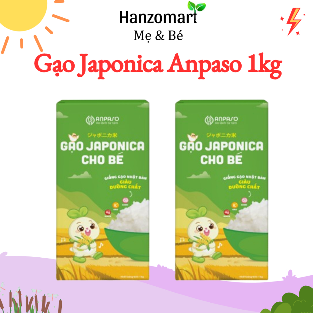Gạo Japonica cho bé Ăn Dặm Anpaso 1kg - Giống gạo Nhật Bản chứa nhiều vitamin và khoáng chất