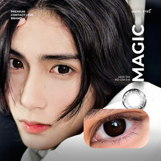 Lens giãn tròng màu đen tự nhiên có độ 0-6 Magic Black hiệu Angel Eyes, kính giãn tròng đen 14.5