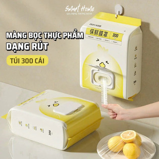 Màng Bọc Thực Phẩm Co Giãn Siêu Dai . Bịch 300 cái Dạng Rút Có Chun Tiện Lợi Bọc Thức Ăn